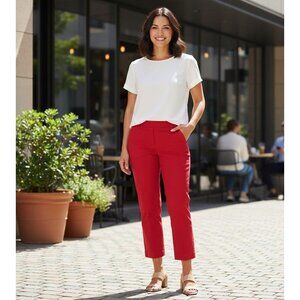 Randy Kemper Womens Red Cropped Pants Size 6 Cotton Blend Slim Fit